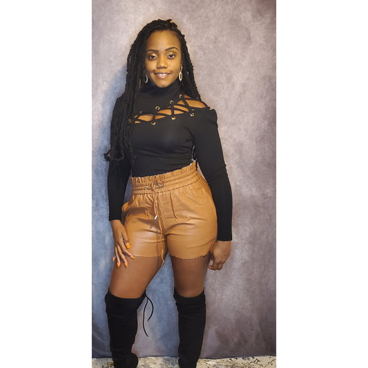 Camel Leather Shorts