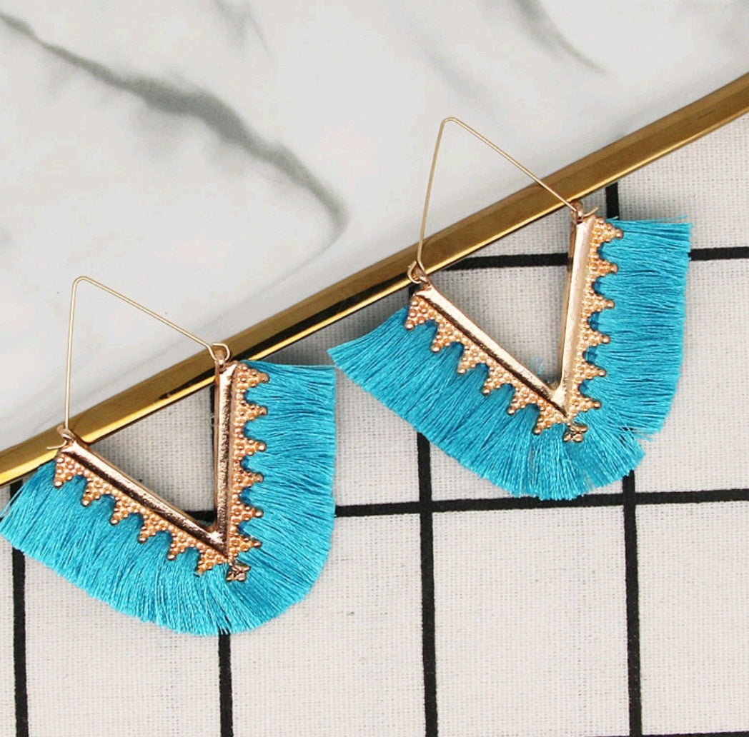 V tassel earrings