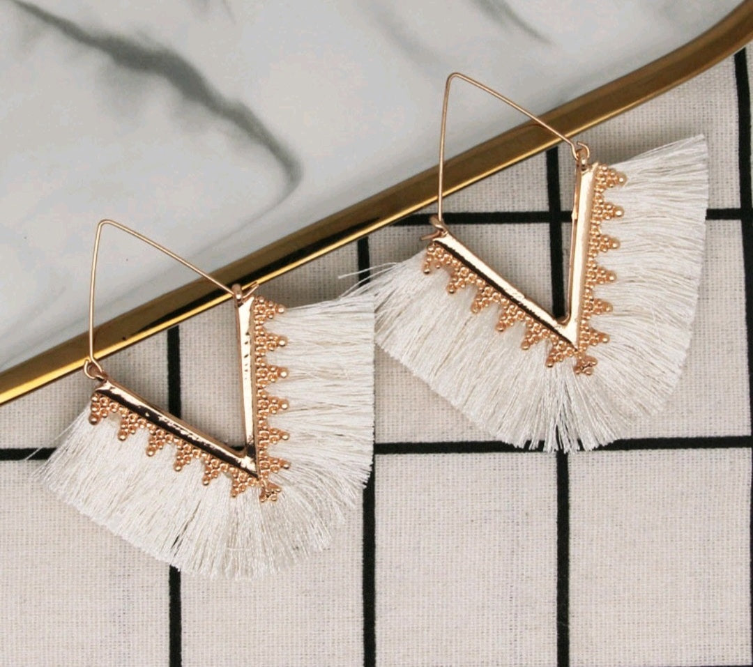 V tassel earrings