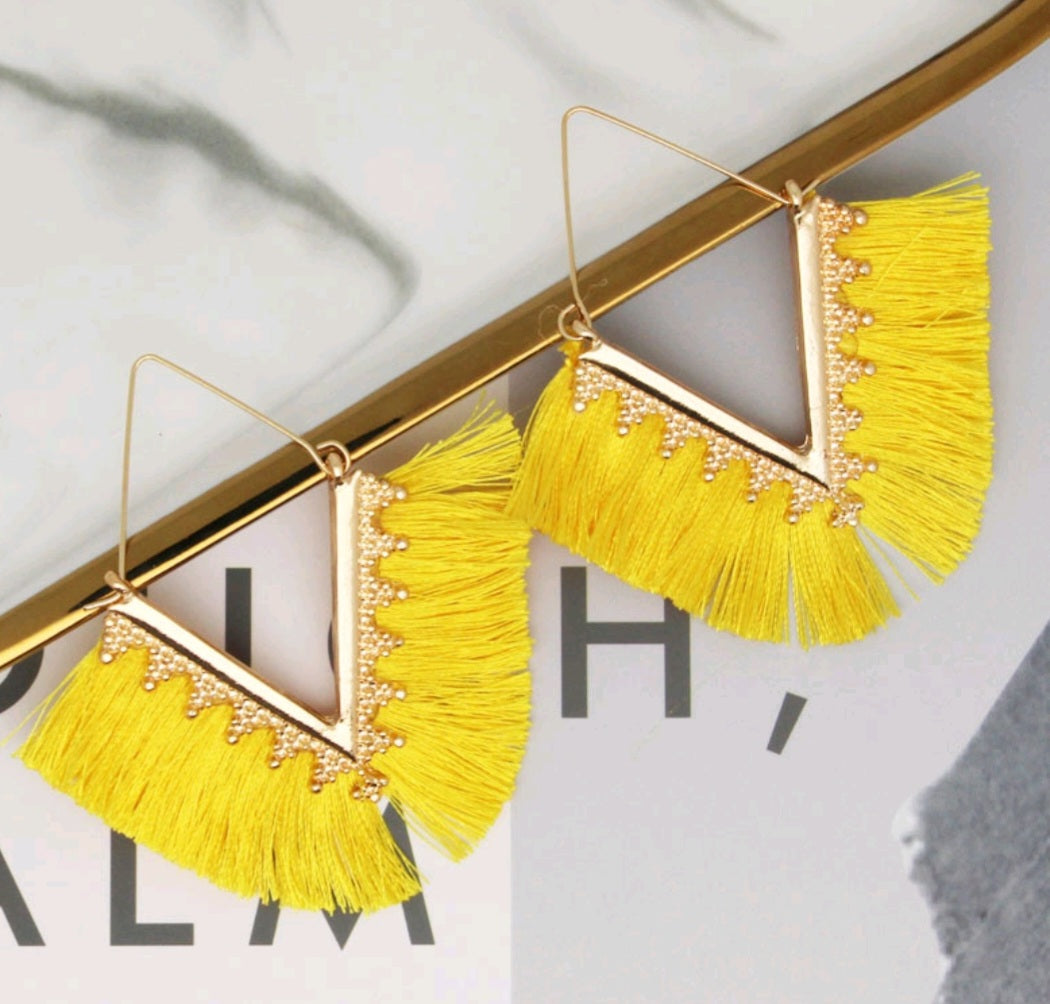 V tassel earrings