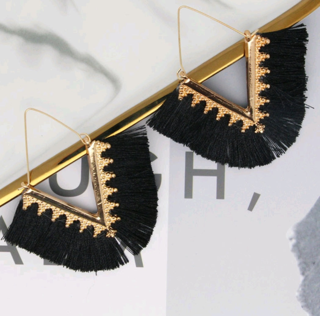 V tassel earrings