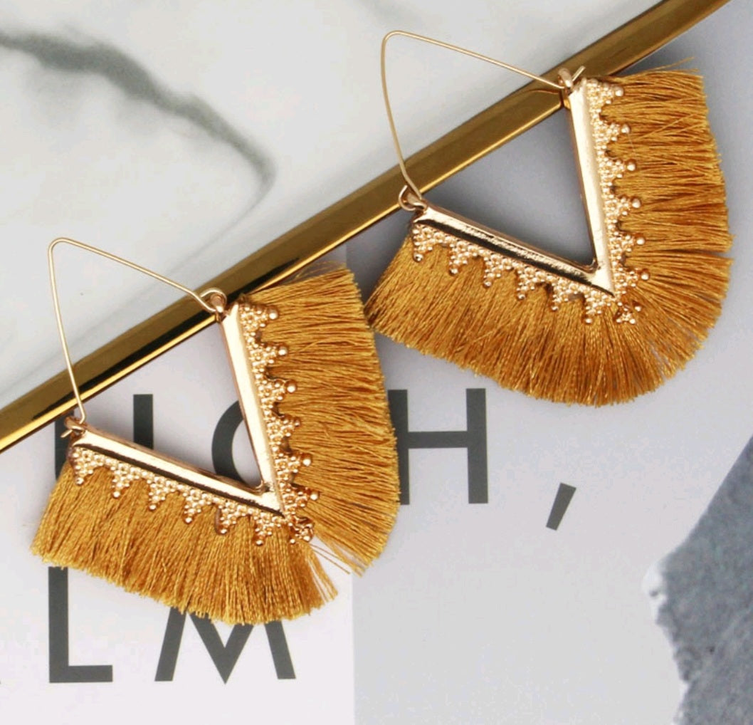 V tassel earrings