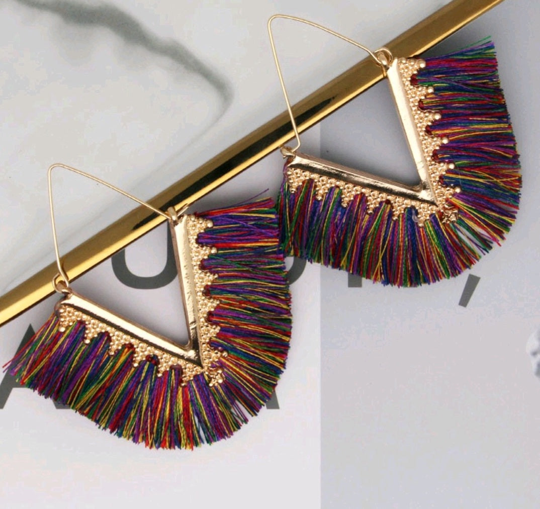 V tassel earrings