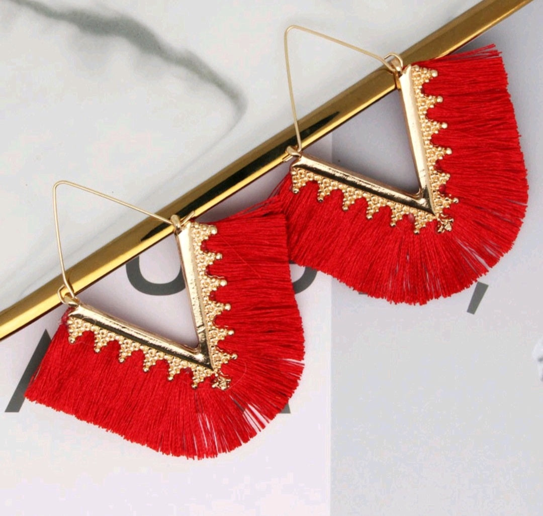 V tassel earrings