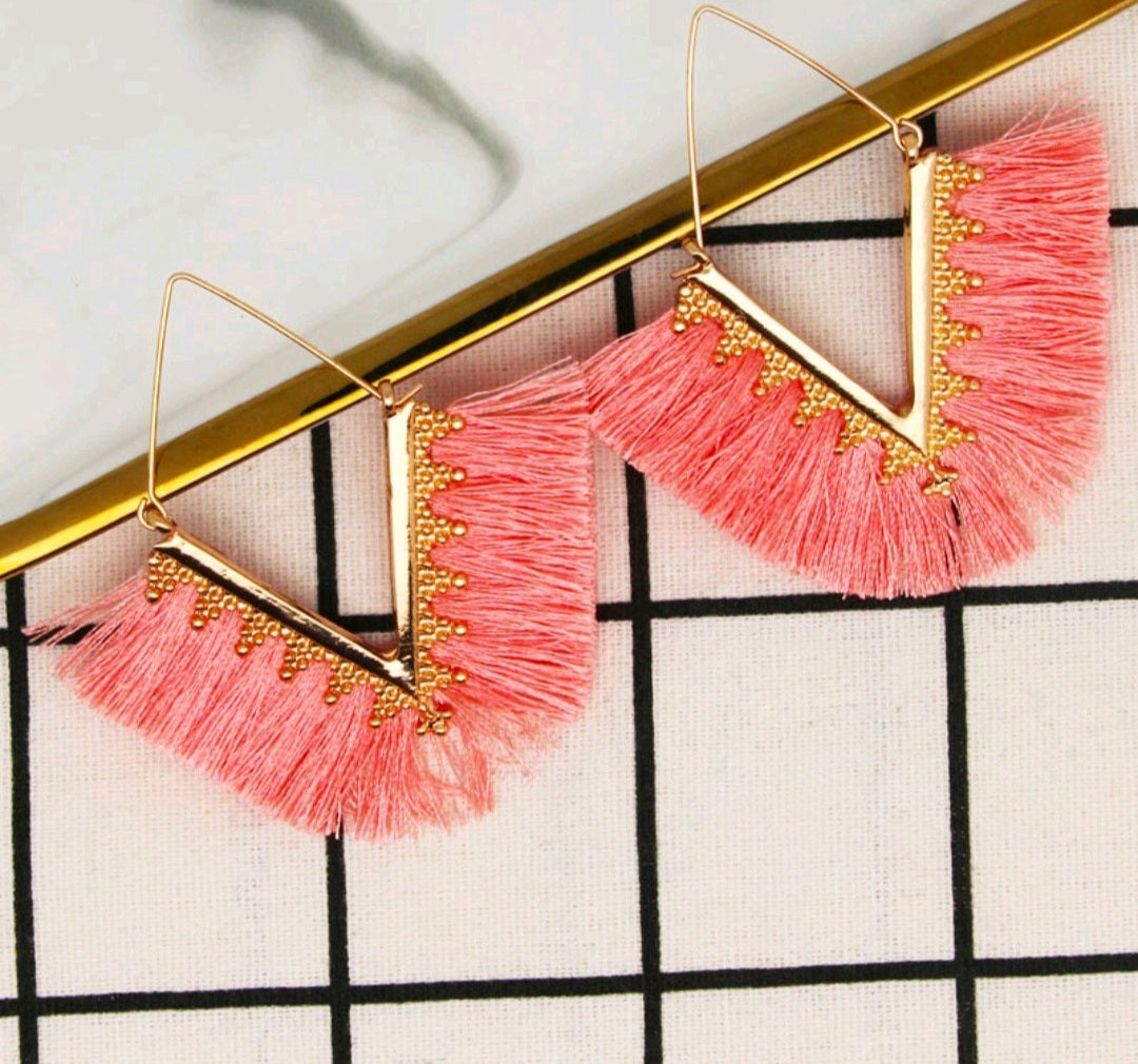 V tassel earrings